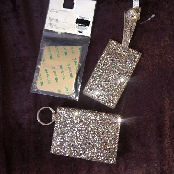 Glitter Phone Wallet, Luggage Tag Keychain Wallet lot. - Picture 2 of 3
